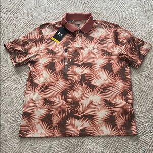 Men’s Under Armour Golf Loose Fit Pink Floral Polo Shirt